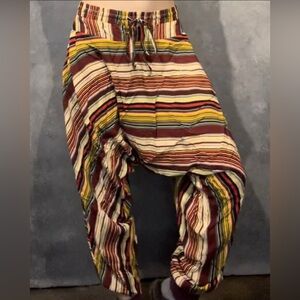 Buddha Pants Red Stripe Savannah Summer Harem Gypsy Aladdin Pant Size S NWOT